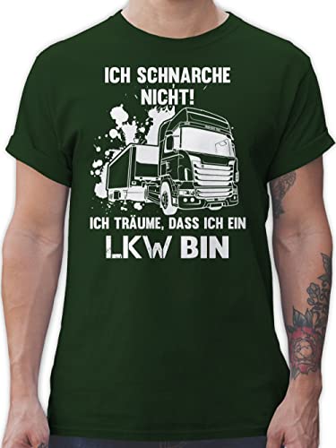 T-Shirt Herren - Sprüche Statement mit Spruch - Ich schnarche Nicht ich Bin EIN LKW - M - Dunkelgrün - spruchshirts männertagsgeschenke schnarch Tshirt Spruchshirt spruechen Schnarchen thisirt von Shirtracer