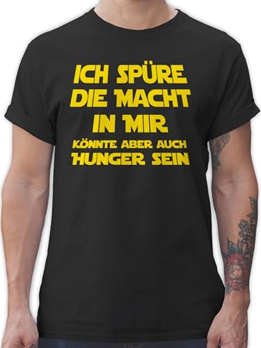 T-Shirt Herren - Sprüche Statement mit - Ich spüre die Macht in Mir könnte Aber auch Hunger Sein I Spruch Hunger - 5XL - Schwarz - Fun-t-Shirts spruchshirts sprueche Shirt männer Oberteil witzig von Shirtracer