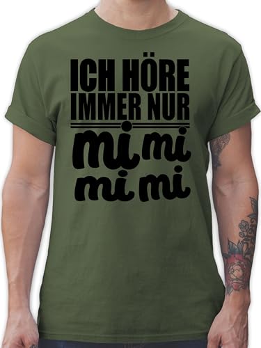 T-Shirt Herren - Sprüche Statement mit Spruch - MiMiMi - Ich höre Immer Mimimi - L - Army Grün - t Shirt männer Tshirt Shirts t-Shirts Kurzarm Maenner für Herren, Mann tischert Fun Oberteile von Shirtracer