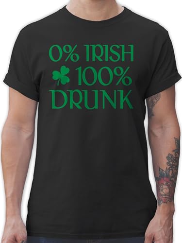 T-Shirt Herren - St. - 0% Irish 100% Drunk St Patricks Day - 3XL - Schwarz - Shirt Tshirt st.Patricks Sankt Shirts Patrick Mann Oberteil Paddys t Herrenbekleidung irische Outfit Ireland Patrick's von Shirtracer