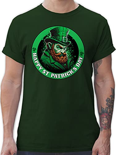 T-Shirt Herren - St. Patricks Day - Happy Irischen Nationalfeiertag Leprechaun Kobold - M - Dunkelgrün - Shirt Patrick st männer Tshirts Patrick's Outfit Saint st.Patricks Tshirt Herrenbekleidung von Shirtracer