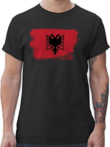 T-Shirt Herren - Fußball EM WM - Albanien Albanija - M - Schwarz - Fussball albanischer Flagge 2024 albanischen Fanartikel albanische Outfit em24 Adler Albaner Tshirt männer albanisch fu Ball von Shirtracer