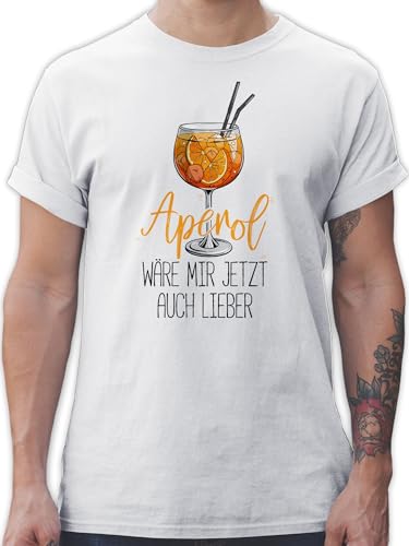 T-Shirt Herren - Statement - Aperol wäre Mir jetzt auch Lieber - Lustige Geschenke Aperol - L - Weiß - Shirt Statements Spritz Logo Shirts Cocktail Tshirt Ware sprüche von Shirtracer