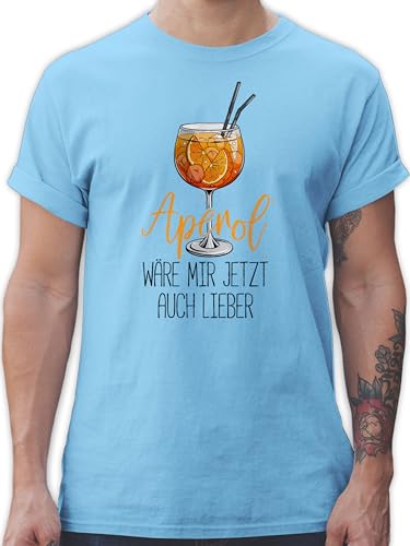 T-Shirt Herren - Statement - Aperol wäre Mir jetzt auch Lieber - Lustige Geschenke Aperol - XXL - Hellblau - Shirt Statements Ware Shirts Spritz Tshirt Cocktail Logo sprüche von Shirtracer