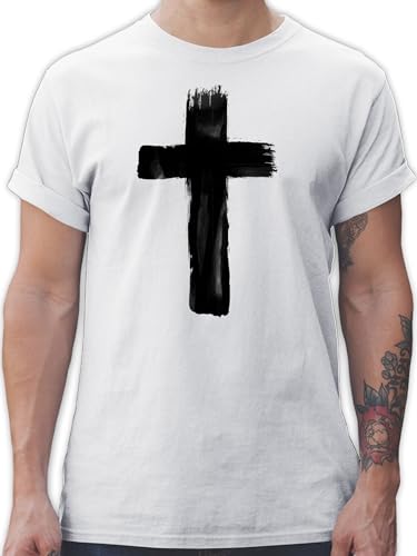 T-Shirt Herren - Symbol und Zeichen Outfit - Kreuz Vintage - 3XL - Weiß - Tshirt christlich christliches t Shirt mit christlicher christliche Shirts christlichen Motiven Tshirts t-Shirts für von Shirtracer