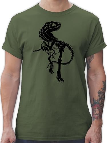 T-Shirt Herren - Tiere Meerschweinchen Hase & Co. - T-Rex Skelett - schwarz - XXL - Army Grün - tiermotiv Dino Tshirt Animal Dinosaurier Shirt tiermotive tishirt Tier Shirts männer Tieren t-Shirts von Shirtracer