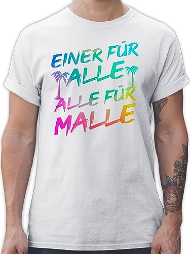 T-Shirt Herren - Urlaub - Malle für Alle - Einer für alle Alle für Malle - 5XL - Weiß - lustige+Malle+Shirts Mallorca Tshirt Party Outfit Shirts Shirt von Shirtracer