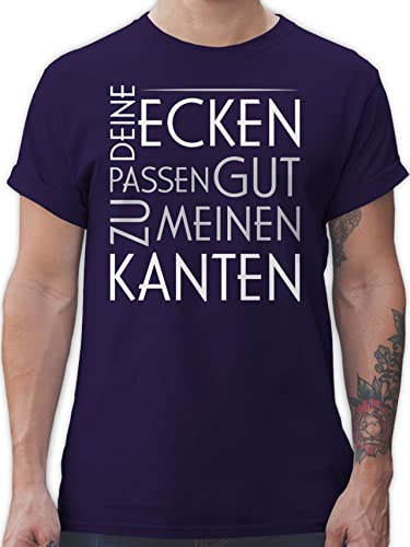 T-Shirt Herren - Valentinstag - Deine Ecken passen gut zu Meinen Kanten weiß/grau - XXL - Lila - Geschenk für Partner Valentinstagsgeschenk Freund valentinstagsgeschenke von Shirtracer