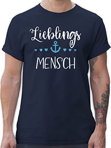 T-Shirt Herren - Lieblingsmensch - Herzmensch Geschenke Beste Freundin Valentinstag Männer Geschenk Mama - L - Navy Blau - Valentin Valentines Day Gift for him 14 Februar valentingeschenke von Shirtracer