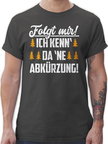 T-Shirt Herren - Wandern - Folgt Mir! Ich Kenn' da 'ne Abkürzung! - XXL - Dunkelgrau - Tshirt wandershirts Wanderer Wander Shirt zum Wandertag abkürzung Tshirts Geschenke Wanderfreunde von Shirtracer