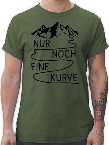 T-Shirt Herren - Wandern - Nur noch eine Kurve - M - Army Grün - Tshirts männer Wander Tshirt Spruch Shirts Maenner t Herren-Shirt t-schirt t-Shirts t- Shirt für Mann Kurzarm Baumwolle t-Shirts von Shirtracer