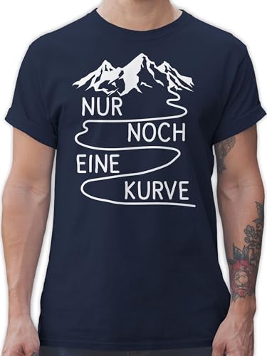 T-Shirt Herren - Wandern - Nur noch eine Kurve - XXL - Navy Blau - Shirts männer Geschenk Wanderer Mann Wanderfreunde Herren-Shirt Wander Geschenke Funshirt Tshirt Funshirts Witz tischert Tshirts von Shirtracer