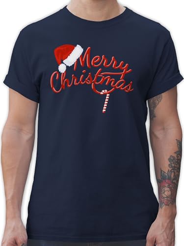 T-Shirt Herren - Weihnachten - Merry Christmas Zuckerstange I Weihnachtsmotiv - M - Navy Blau - weihnachtstschirt weihnachtsshirt weihnacht Xmas Tshirt weihnachtstshirts weihnachtsshirts Weihnachts von Shirtracer