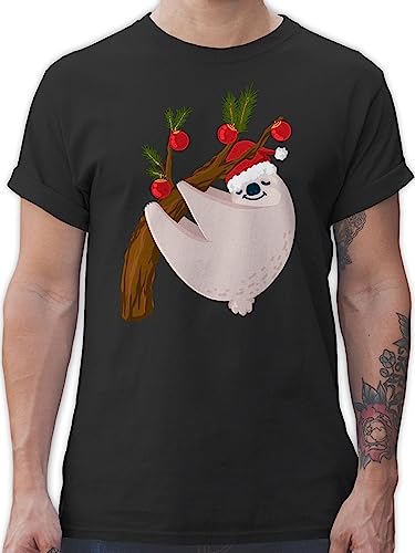 T-Shirt Herren - Geschenke Christmas Bekleidung - Faultier Weihnachten - 5XL - Schwarz - weihnachtstshirtdamen weihnachtsshirt weihnachtsmotiv Sloth Tshirt weihnachtstshirtmänner weihnachtsshirts von Shirtracer