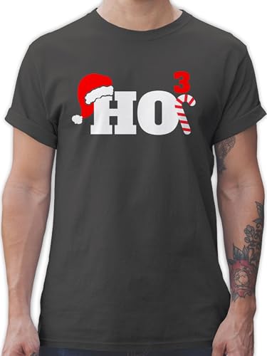 T-Shirt Herren - Weihnachten Geschenke Christmas Bekleidung - HO3 Motiv - XL - Dunkelgrau - weihnachtstshirts weihnachtsshirt weihnachtsmotiv Tshirt weihnachtshirt weihnachtsshirts weihnacht Shirt von Shirtracer