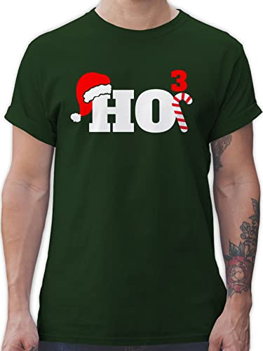 T-Shirt Herren - Weihnachten Geschenke Christmas Bekleidung - HO3 Motiv - XL - Dunkelgrün - weihnachtstshirts weihnachtsshirt weihnachtsmotiv Tshirt weihnachtshirt weihnachtsshirts weihnacht Shirt von Shirtracer