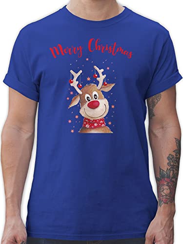 T-Shirt Herren - Weihnachten - Merry Christmas Rentier I Elch - XXL - Royalblau - Geschenke vor weihnachtsshirt weihnachtsmotiv Familie Tshirt weihnachtsshirts weihnacht Rentiere Shirt von Shirtracer