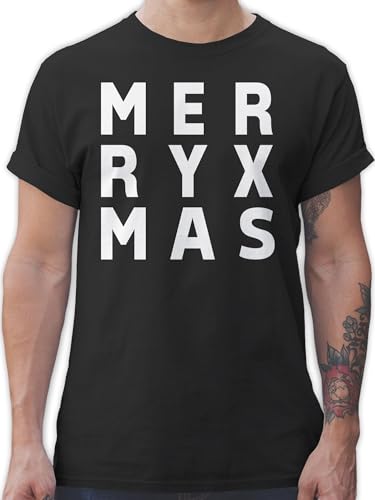 T-Shirt Herren - Weihnachten Geschenke Christmas Bekleidung - Merry Xmas Box - M - Schwarz - weihnachtsshirt weihnachtsmotiv x Mas Tshirt weihnachtsshirts weihnacht Shirt Weihnachts-Shirt Weihnachts von Shirtracer