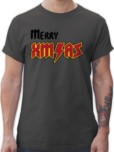 T-Shirt Herren - Weihnachten Geschenke Christmas Bekleidung - Merry Xmas - Metal Vintage schwarz - XL - Dunkelgrau - weihnachtsshirt weihnachtsmotiv Tshirt weihnachtsshirts weihnacht Shirt von Shirtracer