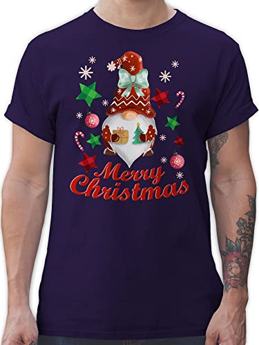 T-Shirt Herren - Weihnachten Geschenke Christmas Bekleidung - Weihnachtlicher Wichtel - XL - Lila - weinachts Tshirt weihnachtstshirts männer mit weihnachtsmotiv Shirt weihnachtst-Shirt x-Mas von Shirtracer