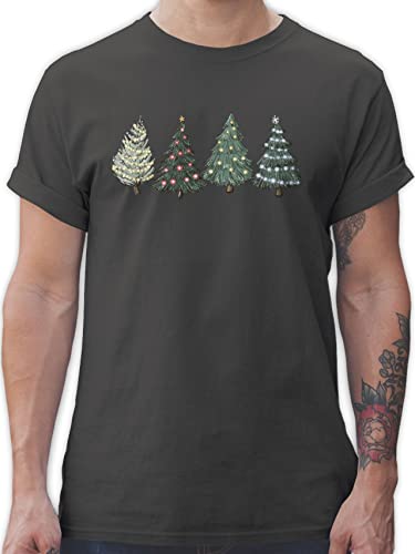 T-Shirt Herren - Weihnachten Geschenke Christmas Bekleidung - Weihnachtsbäume - 3XL - Dunkelgrau - weihnachtsshirt weihnachtsmotiv Weihnachtsbaum Tshirt weihnachtsshirts weihnacht Tree Shirt von Shirtracer