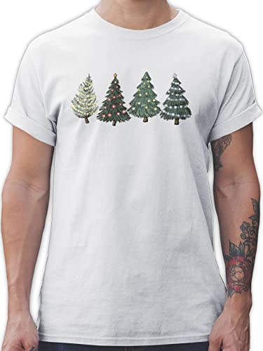 T-Shirt Herren - Weihnachten Geschenke Christmas Bekleidung - Weihnachtsbäume - L - Weiß - weihnachtsshirt weihnachtsmotiv Weihnachtsbaum Tshirt weihnachtsshirts weihnacht Tree Shirt von Shirtracer
