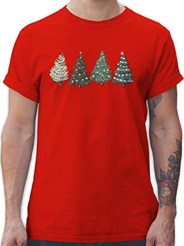 T-Shirt Herren - Weihnachten Geschenke Christmas Bekleidung - Weihnachtsbäume - XL - Rot - weihnachtsshirt weihnachtsmotiv Weihnachtsbaum Tshirt weihnachtsshirts weihnacht Tree Shirt von Shirtracer