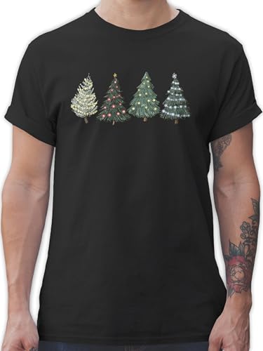 T-Shirt Herren - Weihnachten Geschenke Christmas Bekleidung - Weihnachtsbäume - XXL - Schwarz - weihnachtsshirt weihnachtsmotiv Weihnachtsbaum Tshirt weihnachtsshirts weihnacht Tree Shirt von Shirtracer