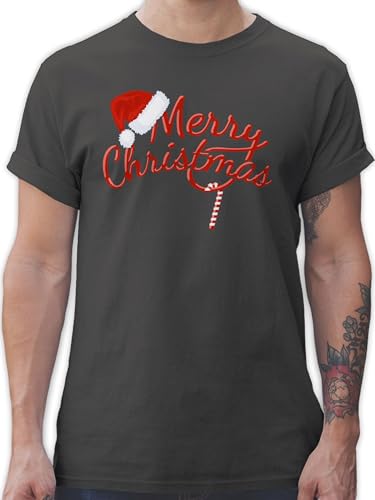 T-Shirt Herren - Weihnachten - Merry Christmas Zuckerstange I Weihnachtsmotiv - L - Dunkelgrau - weihnachtstschirt weihnachtsshirt weihnacht Xmas Tshirt weihnachtstshirts weihnachtsshirts Weihnachts von Shirtracer