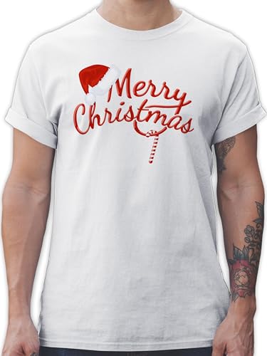 T-Shirt Herren - Weihnachten - Merry Christmas Zuckerstange I Weihnachtsmotiv - S - Weiß - weihnachtstschirt weihnachtsshirt weihnacht Xmas Tshirt weihnachtstshirts weihnachtsshirts Weihnachts von Shirtracer