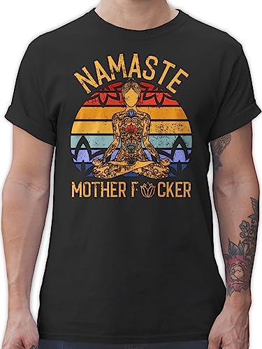 T-Shirt Herren - Yoga und Wellness Geschenk - Namaste Mother - 3XL - Schwarz - Shirts lang männer Joga Motherfucker t Shirt Geschenke für Fans Meditation Tshirt spirituelle t-Shirts Fun Maenner von Shirtracer