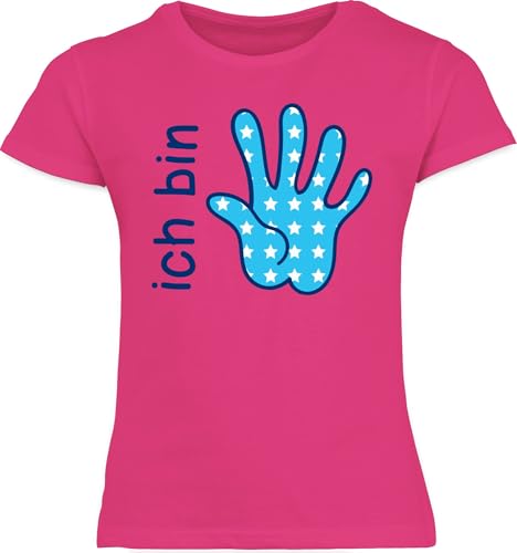 T-Shirt Mädchen - 5. Geburtstag - Ich Bin fünf Zeichensprache blau - 116 (5/6 Jahre) - Fuchsia - Tshirt für ab 5 Jahren geburtstagsshirt 5.Geburtstag werde Shirt Handabdruck Jahre 5, Schon von Shirtracer