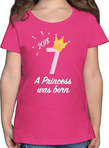T-Shirt - 7. Geburtstag - Siebter Mädchen Princess 2018-128 (7/8 Jahre) - Fuchsia - Tshirt mit Zahl 7 geburtstagsshirt Sieben Shirt Kinder Jahre 7.Geburtstag t-Shirts t geburtsshirt 7.Geburtstags von Shirtracer