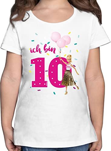 T-Shirt Mädchen - Barbie - Ich Bin 10 - Luftballons - 152 (12/13 Jahre) - Weiß - Geburtstag für Tshirt Jahre Kinder von Shirtracer