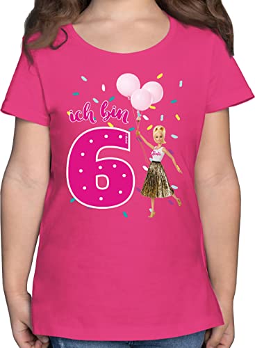 T-Shirt Mädchen - Barbie - Ich Bin 6 - Luftballons - 116 (5/6 Jahre) - Fuchsia - Shirt mädels Maedchen Tshirt t-Shirts fã¼r mã¤dchen für t_Shirt t Kinder von Shirtracer