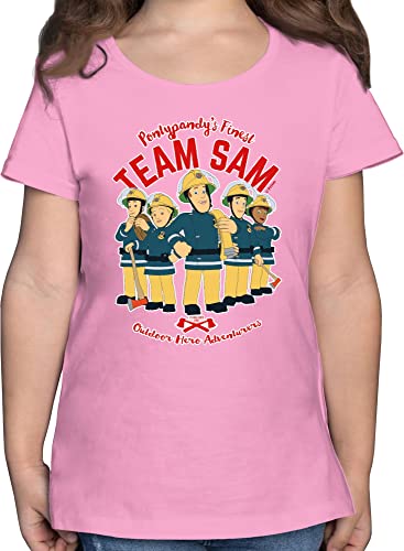 T-Shirt Mädchen - Feuerwehrmann - Team Sam - 104 (3/4 Jahre) - Rosa - sa Shirt Kinder Feuerwehr Mann t Shirts feierwehrann Tshirt feueewehrmann t_Shirt feuereehrmann Oberteile feuerwehmann von Shirtracer