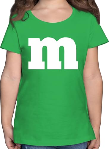 T-Shirt Mädchen - & Fasching - M Aufdruck Karneval I M&M Schokolinse I MM Fastnacht I Fasnacht I Fasnet - 140 (9/11 Jahre) - Grün - Gruppen Tshirts Faschings-t-Shirt Faschings m& Tshirt von Shirtracer