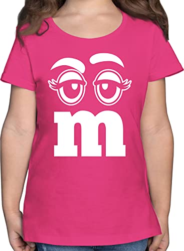 T-Shirt Mädchen - Karneval & Fasching - M und M Augen - 164 (14/15 Jahre) - Fuchsia - Faschings- mit Figur t Shirt fasnacht Buchstaben Tshirt mädels carneval Gruppe Kinder Shirts Karneval& von Shirtracer