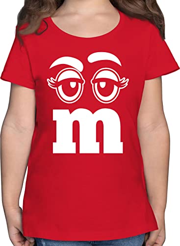 T-Shirt Mädchen - Karneval & Fasching - M und M Augen - 164 (14/15 Jahre) - Rot - und.m Faschings Shirt Kinder Fastnacht mit Buchstaben Tshirt Kind verkleidung t fasnets mädels Karnevals Fasching- von Shirtracer