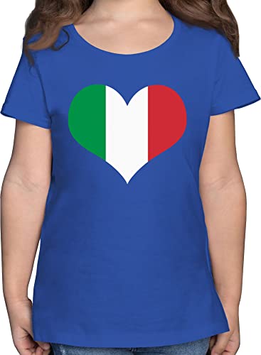 T-Shirt Mädchen - Kinder Fahnen und Flaggen - Italien Herz - 152 (12/13 Jahre) - Royalblau - Italia Tshirt Country Fussball Shirt Stadt italienfahne Oberteil Kindershirt t_Shirt Kind t von Shirtracer