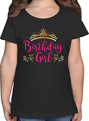 T-Shirt Mädchen - Kindergeburtstag Geschenk - Birthday Girl Krone - 152 (12/13 Jahre) - Schwarz - Shirt Geburtstags Tshirt 7 Jahre Geburtstag t Kinder t_Shirt Kind für 6 geburtstagsshirt Shirts von Shirtracer