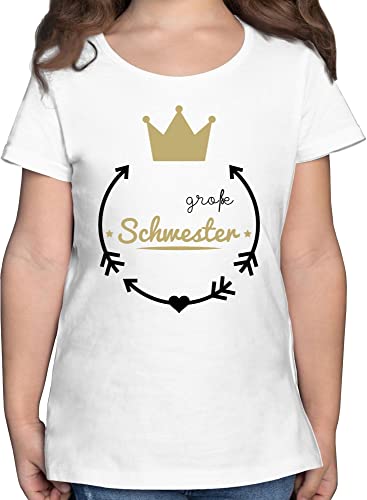 T-Shirt Mädchen - Kleine Schwester - 128 (7/8 Jahre) - Weiß - Sister Schwestern t Shirt Geschenk für Tshirt 2023 Shirts 2024 t-Shirts Kinder Geschenke Tshirts t_Shirt Kind von Shirtracer