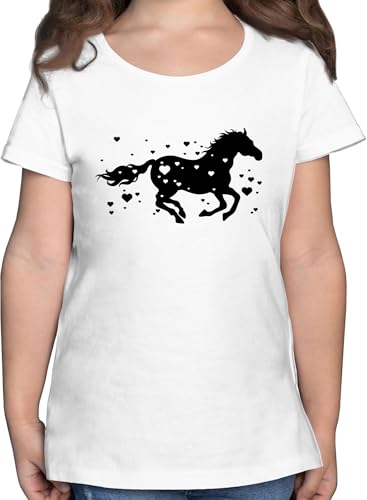 T-Shirt Mädchen - Laufendes Pferd I Pferde Geschenk Reiten I Pferdemädchen - 128 (7/8 Jahre) - Weiß - reitshirt Maedchen reitshirt, für Kinder pferdeliebhaber pferdeherz Shirt Pferde-Shirt von Shirtracer