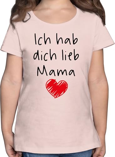 T-Shirt Mädchen - Ich hab Dich lieb Mama - 104 (3/4 Jahre) - Rosa - Tochter Tshirt muddi Liebe Shirt Mutter i Love You Oberteil Mutti Habe Shirts muttertagsgeschenk Kind Mamas Kinder von Shirtracer