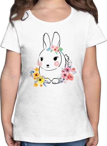 T-Shirt Mädchen - Süßer Hase Ostern I Osterhase - 116 (5/6 Jahre) - Weiß - ostershirt Kinder osterhasen Hasen Tshirt mit tiermotiv hasenmotiv Oster Shirt osteroutfit häschen Bunny Funshirt von Shirtracer