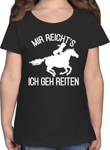 T-Shirt Mädchen - Pferd Pferde - Mir reicht's ich GEH Reiten - 152 (12/13 Jahre) - Schwarz - reitshirt reitshirt, für Kinder pferdeliebhaber Pony kindershirts pferdesachen reitkleidung Tshirt von Shirtracer