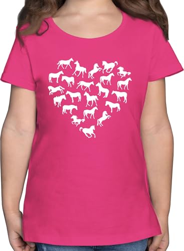 T-Shirt Mädchen - Pferd Pferde - Pferdeherz - 116 (5/6 Jahre) - Fuchsia - pferdeshirts reitshirt, für Kinder reiten pferdemotiven Tshirt reitshirt pferdegeschenkartikel pferdeliebhaber Shirt von Shirtracer