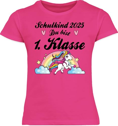 T-Shirt Mädchen Schulanfang - Einschulung - Schulkind 2025 - Du bist Erstklassig - Pferd - 140 (9/11 Jahre) - Fuchsia - Tshirt Outfit 1.Schultag schulanfänger ich Bin 1. klasse kindershirts von Shirtracer