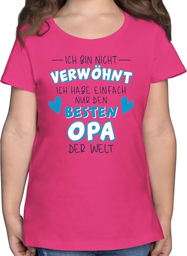 T-Shirt Mädchen - Statement Sprüche Kinder - Ich Bin Nicht verwöhnt - Ich Habe einfach nur den besten Opa der Welt - Navy/Blau - 152 (12/13 Jahre) - Fuchsia -,Kinder t. Shirt mit Spruch spruche von Shirtracer