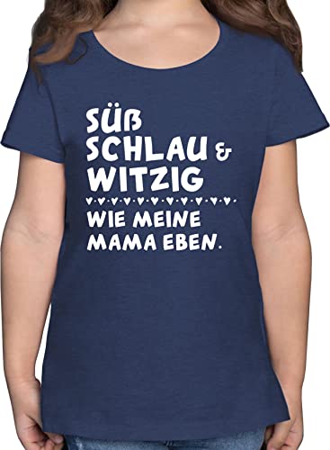 T-Shirt Mädchen - Statement Sprüche Kinder - Süß schlau und witzig - wie Meine Mama eben - Weiß - 164 (14/15 Jahre) - Dunkelblau Meliert - Beste t- Shirt mit Aufschrift Tshirt spruche von Shirtracer